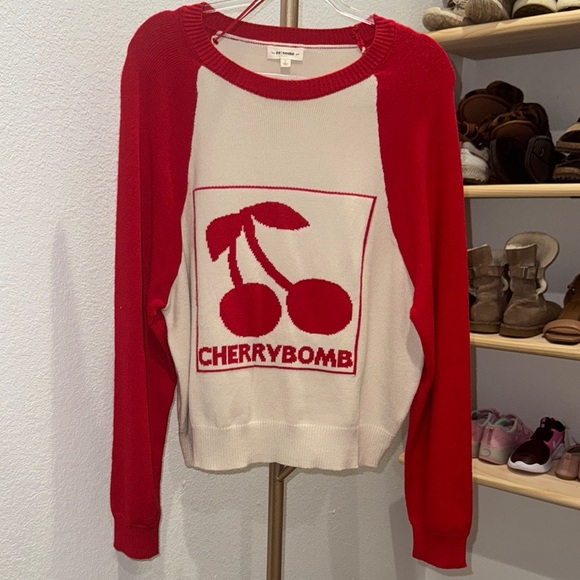 Es•somi Cherry Bomb Red & White Graphic Sweater - Picture 2 of 4